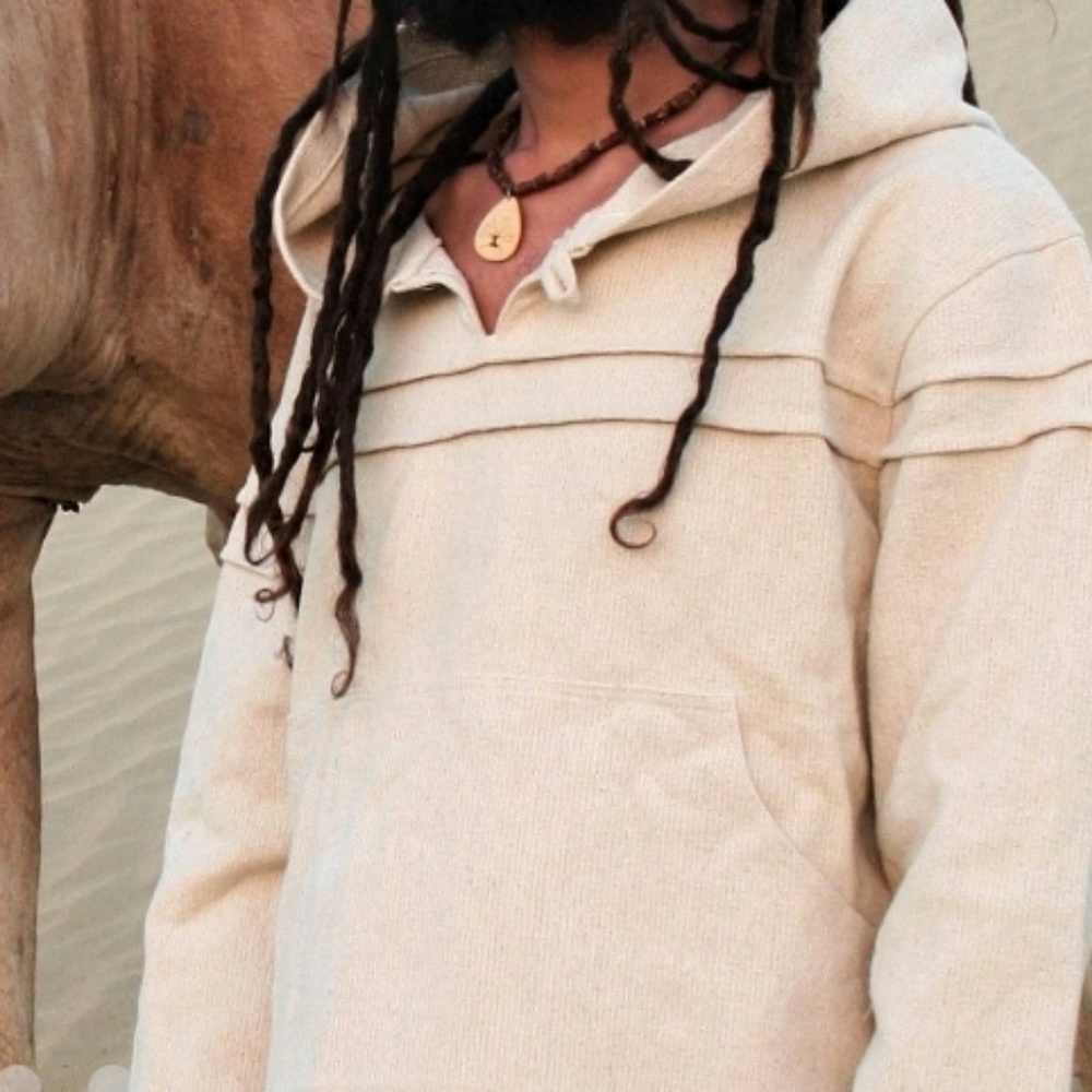 Men's Hoodie Rustic Unbleached Natural Cotton M